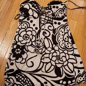 Brown and cream floral bubble dress